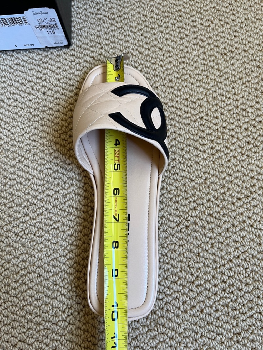 CHANEL White and Black Quilted Leather Slide Mules - Picture 11 of 11